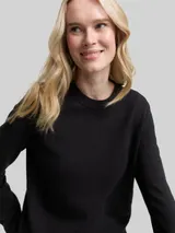 TOM TAILOR Damen Strickpullover mit Kaschmir-Anteil, schwarz, Uni – Bild 6