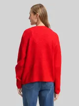 TOM TAILOR DENIM Damen Cardigan mit V-Ausschnitt, rot, Uni – Bild 5