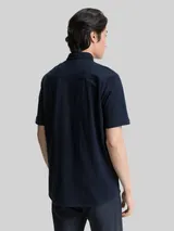 TOM TAILOR Herren Regular Fit Kurzarmhemd aus Baumwolle, blau, Uni – Bild 5