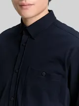 TOM TAILOR Herren Regular Fit Kurzarmhemd aus Baumwolle, blau, Uni – Bild 6