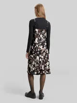 TOM TAILOR DENIM Damen Satin Midi-Kleid mit Muster, schwarz, Gemustert – Bild 5