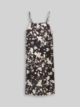 TOM TAILOR DENIM Damen Satin Midi-Kleid mit Muster, schwarz, Gemustert – Bild 3