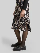 TOM TAILOR DENIM Damen Satin Midi-Kleid mit Muster, schwarz, Gemustert – Bild 6