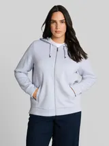 TOM TAILOR Damen Plus Size - Hoodie Sweatjacke aus Scuba, blau, Uni – Bild 4