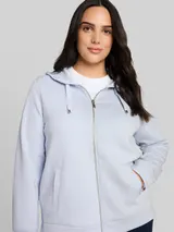 TOM TAILOR Damen Plus Size - Hoodie Sweatjacke aus Scuba, blau, Uni – Bild 6