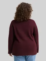 TOM TAILOR Damen Plus Size - Loose Fit Strickpullover mit Stehkragen, rot, Meliert – Bild 5