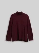 TOM TAILOR Damen Plus Size - Loose Fit Strickpullover mit Stehkragen, rot, Meliert – Bild 3