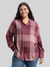 TOM TAILOR Damen Plus Size - Hemdbluse mit Karomuster, lila, Kariert – Bild 4