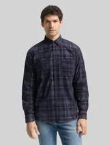 TOM TAILOR Herren Regular Fit Cordhemd mit Karomuster, blau, Kariert – Bild 4