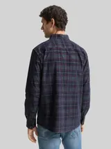 TOM TAILOR Herren Regular Fit Cordhemd mit Karomuster, blau, Kariert – Bild 5