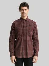 TOM TAILOR Herren Regular Fit Cordhemd mit Karomuster, braun, Kariert – Bild 4