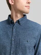 TOM TAILOR Herren Regular Fit Soft-Touch Hemd in Melange-Optik, blau, Meliert – Bild 6