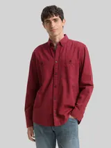 TOM TAILOR Herren Regular Fit Hemd in Melange-Optik, rot, Meliert – Bild 4