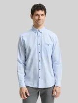 TOM TAILOR Herren Regular Fit Hemd aus Baumwolle, blau, Uni – Bild 4