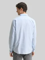 TOM TAILOR Herren Regular Fit Hemd aus Baumwolle, blau, Uni – Bild 5