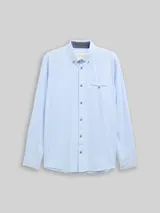 TOM TAILOR Herren Regular Fit Hemd aus Baumwolle, blau, Uni – Bild 3