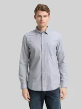 TOM TAILOR Herren Fitted Hemd aus Baumwolle, blau, Gestreift – Bild 4