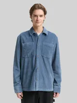 TOM TAILOR DENIM Herren Overshirt aus Cord, blau, Uni – Bild 4