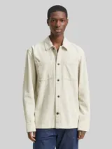 TOM TAILOR DENIM Herren Overshirt aus Cord, weiß, Uni – Bild 4