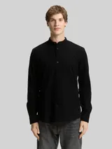 TOM TAILOR DENIM Herren Basic Fit Cordhemd, schwarz, Uni – Bild 4