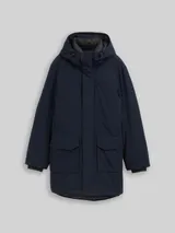 TOM TAILOR DENIM Herren Parka mit wasserabweisender Funktion, blau, Uni – Bild 3