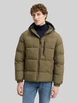 TOM TAILOR DENIM Herren Lightweight Puffer-Jacke mit Kapuze, grün, Uni – Bild 4
