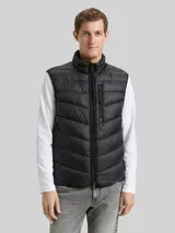 TOM TAILOR Herren Lightweight Steppweste mit Stehkragen, schwarz, Uni – Bild 4