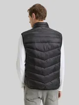 TOM TAILOR Herren Lightweight Steppweste mit Stehkragen, schwarz, Uni – Bild 5