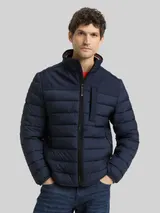 TOM TAILOR Herren Hybrid Steppweste mit Stehkragen, blau, Uni – Bild 4