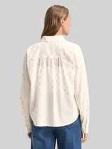 TOM TAILOR DENIM Damen Hemdbluse mit Glitzer-Punktemuster, weiß, Gepunktet – Bild 5