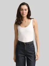 TOM TAILOR Damen Basic Slim Fit Top, weiß, Uni – Bild 4