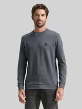 TOM TAILOR Herren Langarmshirt mit Logo-Badge, blau, Meliert – Bild 4