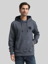 TOM TAILOR Herren Hoodie Sweatshirt mit Logo-Badge, blau, Meliert – Bild 4