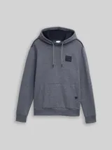 TOM TAILOR Herren Hoodie Sweatshirt mit Logo-Badge, blau, Meliert – Bild 3