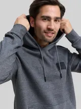 TOM TAILOR Herren Hoodie Sweatshirt mit Logo-Badge, blau, Meliert – Bild 6