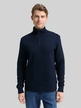 TOM TAILOR Herren Troyer Sweatshirt mit Ärmeltasche, blau, Uni – Bild 4