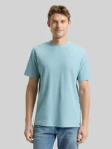 TOM TAILOR Herren T-Shirt mit Waffelstruktur, grün, Uni – Bild 4