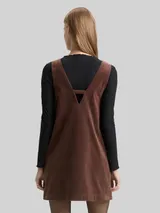 TOM TAILOR DENIM Damen Mini-Kleid aus Samt, braun, Uni – Bild 5