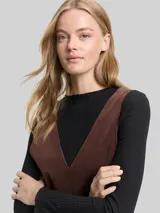 TOM TAILOR DENIM Damen Mini-Kleid aus Samt, braun, Uni – Bild 6