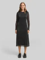 TOM TAILOR DENIM Damen Midi-Meshkleid mit Glitzer-Effekt, schwarz, Uni – Bild 4