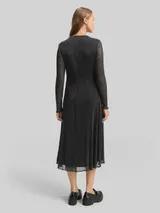 TOM TAILOR DENIM Damen Midi-Meshkleid mit Glitzer-Effekt, schwarz, Uni – Bild 5