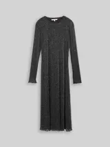 TOM TAILOR DENIM Damen Midi-Meshkleid mit Glitzer-Effekt, schwarz, Uni – Bild 3