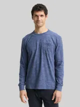 TOM TAILOR Herren Langarmshirt mit Brusttasche, blau, Meliert – Bild 4