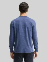 TOM TAILOR Herren Langarmshirt mit Brusttasche, blau, Meliert – Bild 5