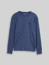 TOM TAILOR Herren Langarmshirt mit Brusttasche, blau, Meliert – Bild 3