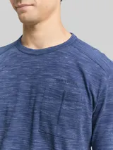TOM TAILOR Herren Langarmshirt mit Brusttasche, blau, Meliert – Bild 6