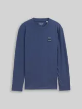 TOM TAILOR Herren Langarmshirt aus Baumwolle, blau, Uni – Bild 3