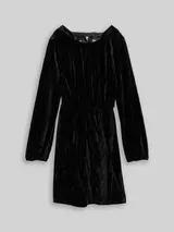 TOM TAILOR DENIM Damen Mini-Samtkleid mit Schleifen-Detail, schwarz, Uni – Bild 3