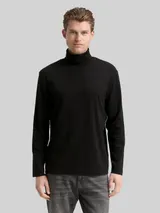 TOM TAILOR Herren Basic Rollkragenshirt, schwarz, Uni – Bild 4