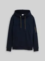 TOM TAILOR Herren Hoodie Sweatshirt mit Taschen, blau, Uni – Bild 3